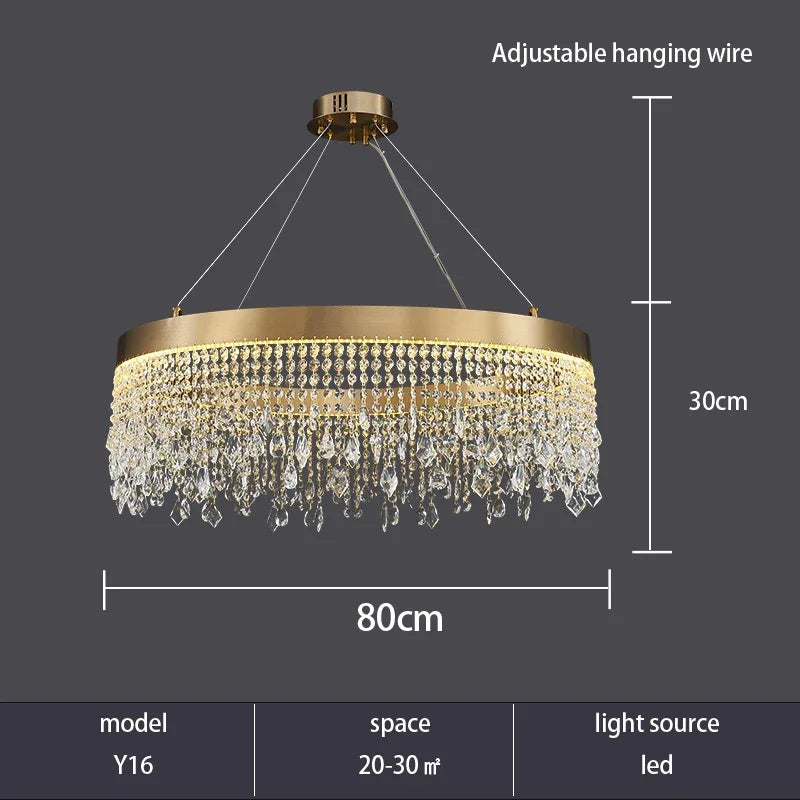 Modern LED Crystal Chandelier - Elegant Lighting Fixture for Living Room, Dining Room, Kitchen, and Home Lighting Decor