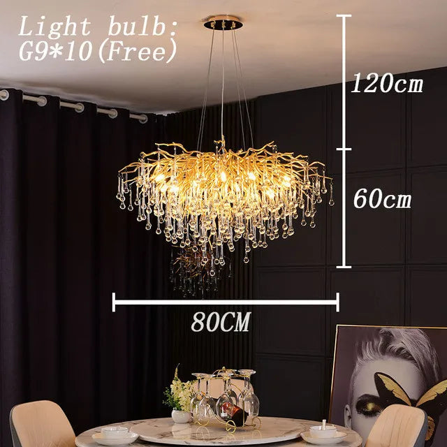 Maison - Modern Luxury Crystal  Water Drop Pendant Light, Perfect for Living Rooms, Bedrooms, Hotels, Villas, and Indoor Decor