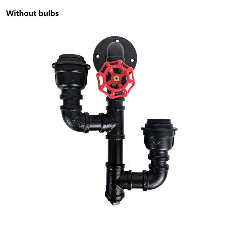 Industrial Metal Valve Double Head Water Pipe Wall Light - Antique Wall Lamp for Kitchen, Bedroom, and Home Decor