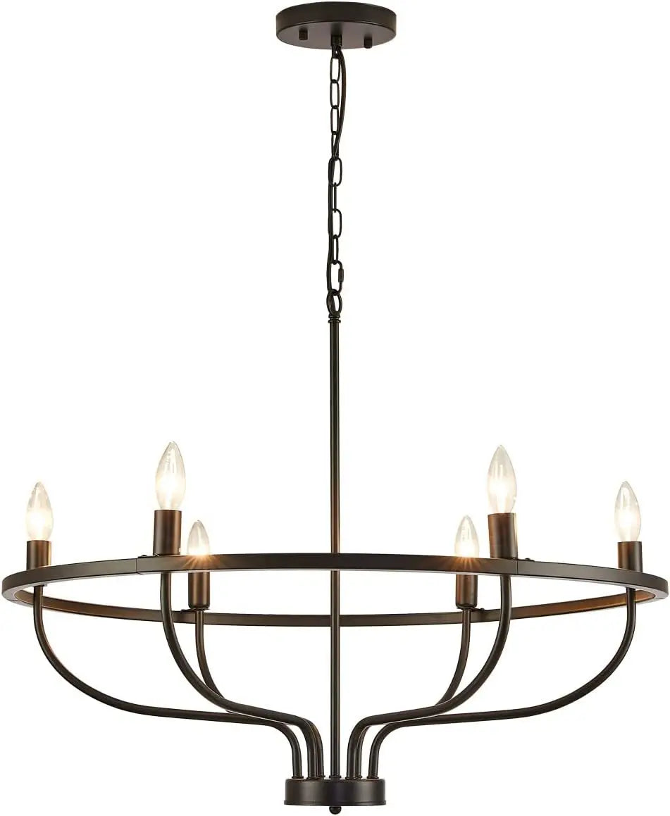 Retro LED Ceiling Chandelier with Iron Ring - Illuminate Your Living and Dining Spaces with Industrial Elegance