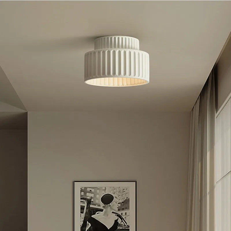 Nordic Creamy Wabi-Sabi Style LED Ceiling Lights - Illuminate Your Corridor and Bedroom with Subtle Elegance