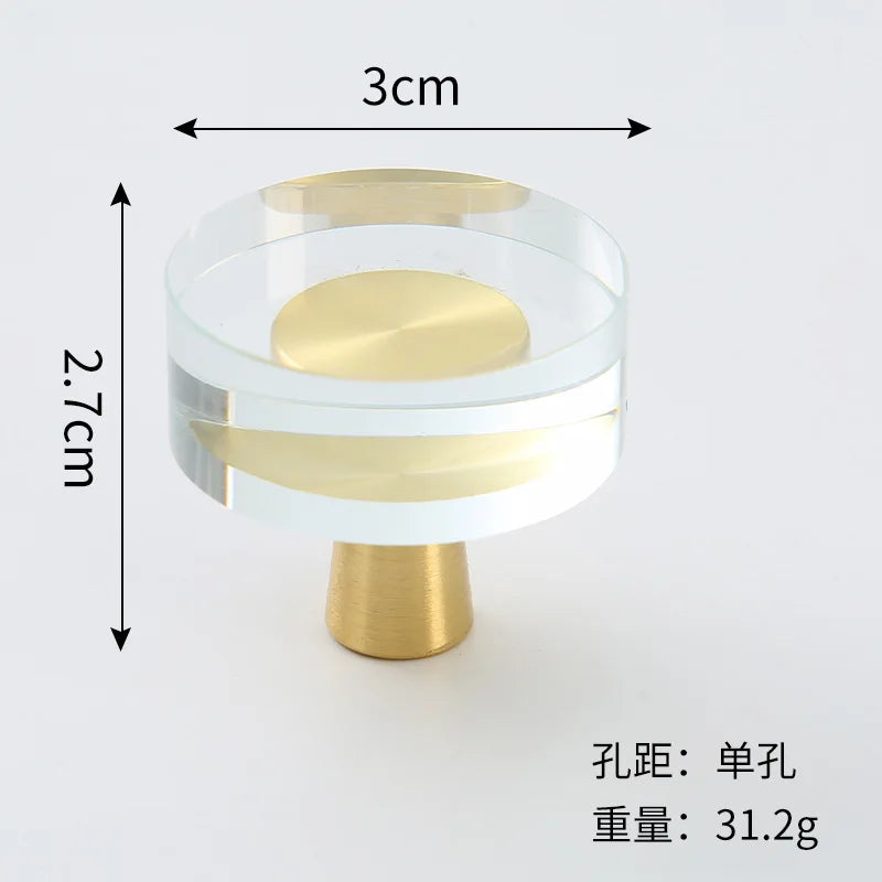 Brass Crystal Cupboard Cabinet Handle Kitchen Drawer Knobs Light Luxury Furniture Hardware Transparent Handle Home Decoration