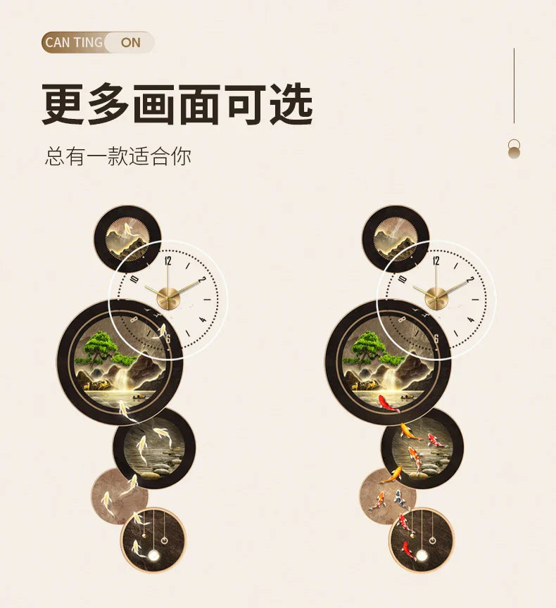 Dlight Decor Nine Fish Clock Wall Light Mural