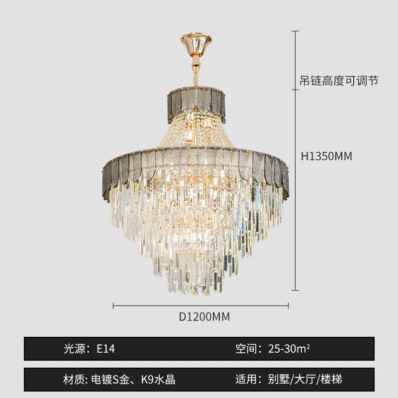 High-End Crystal Chandelier - Artistic Lighting for Living and Dining Spaces, Luxury Hotels, and Duplex Homes