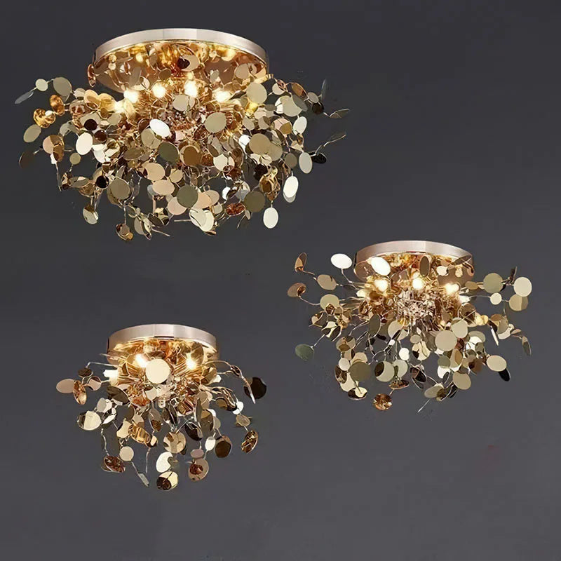 Modern Gold Stainless Steel Ceiling Chandelier - LED Light Fixtures for Bedroom Home Decoration