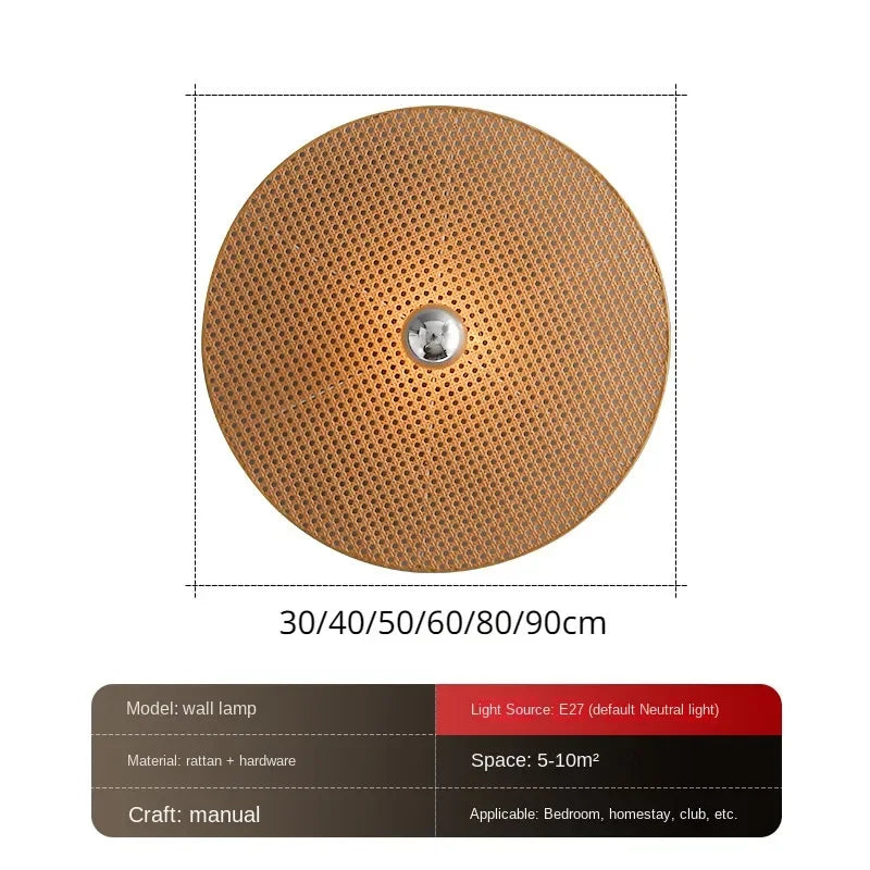 Hand-Knitted Rattan Wall Lamp - Classic Bamboo Elegance for Your Home Decor