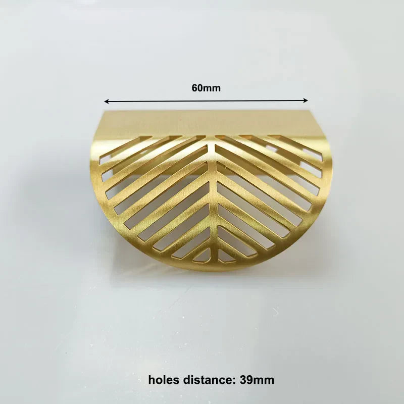 Leaf Shape Brass Handles – Hidden Knobs for Furniture Drawer, Dresser, and Wardrobe