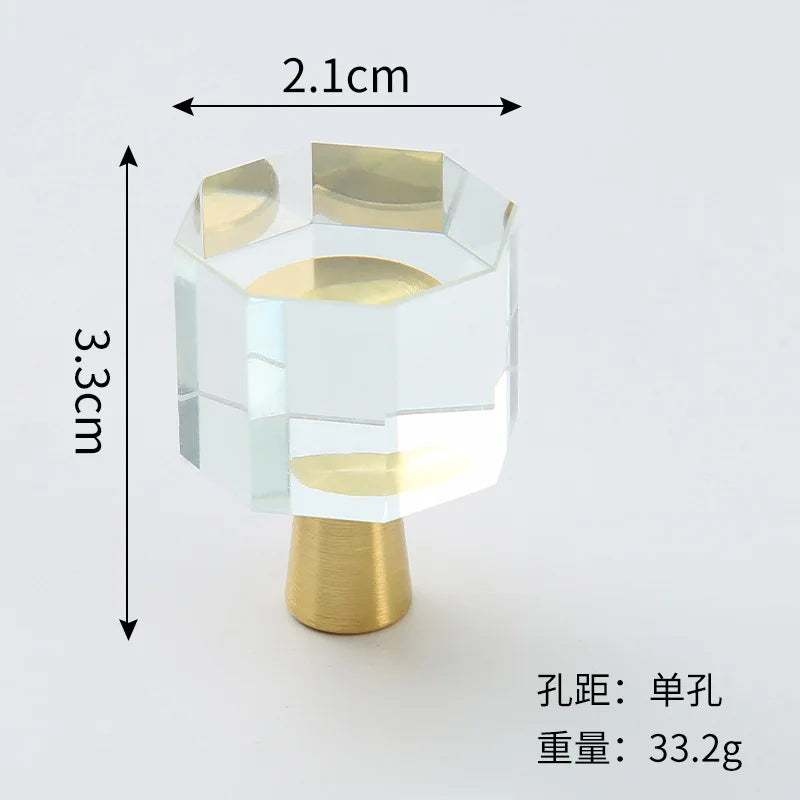 Brass Crystal Cupboard Cabinet Handle Kitchen Drawer Knobs Light Luxury Furniture Hardware Transparent Handle Home Decoration