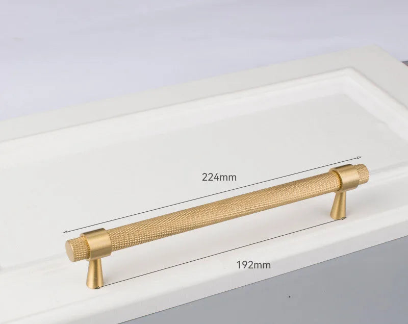 Solid Brass Knurled Cabinet Handles – Gold and Black Wardrobe Knobs and Drawer Pulls