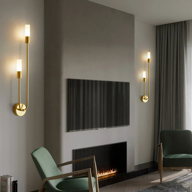 Chic Modern LED Wall Light - Gold Indoor Decor, Ideal for Vanity, Living Room, Kitchen, Bedroom, and Hallway Lighting with Nordic Long Strip Design