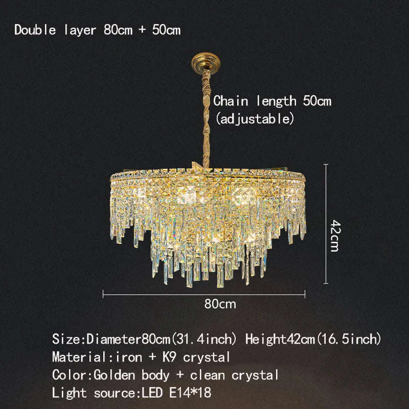 Elegant Golden Round Chandelier - A Creative New Design for Living Rooms, Dining Rooms, and More