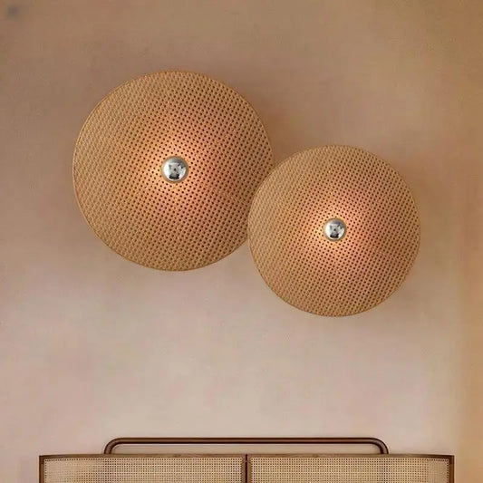 Hand-Knitted Rattan Wall Lamp - Classic Bamboo Elegance for Your Home Decor