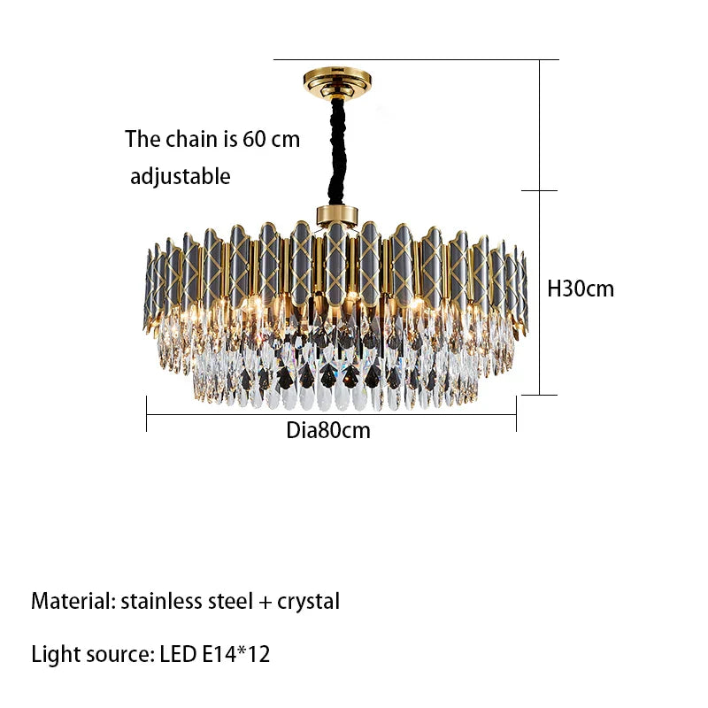 Elegant Post-Modern Black Crystal Chandelier - A Simple Atmosphere Fixture for Living Rooms, Bedrooms, and Dining Spaces