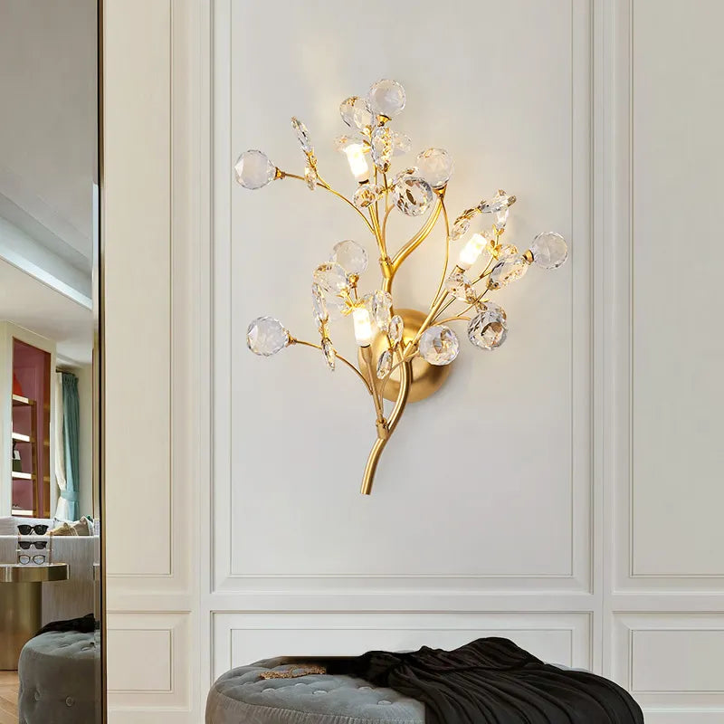 Layla's Golden Crystal Wall Lamp - Creative Light Luxury for Your Living Spaces