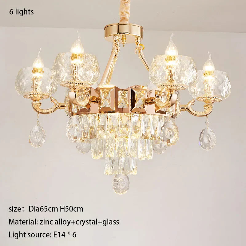 Grand European Style Crystal Pendant Lamp - High-Grade Luxury for Living Rooms, Dining Areas, and Bedrooms