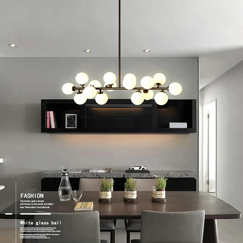 Nordic White Glass Ball Pendant Lamp - Versatile Pendant Lighting for Living Rooms, Bedrooms, Kitchens, and Bars