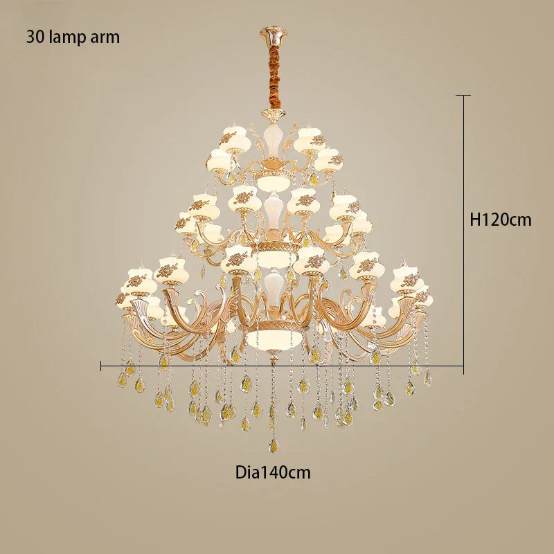European-Style Duplex Building Large Chandelier - Villa Elegance for Spacious Living and Hotel Grandeur