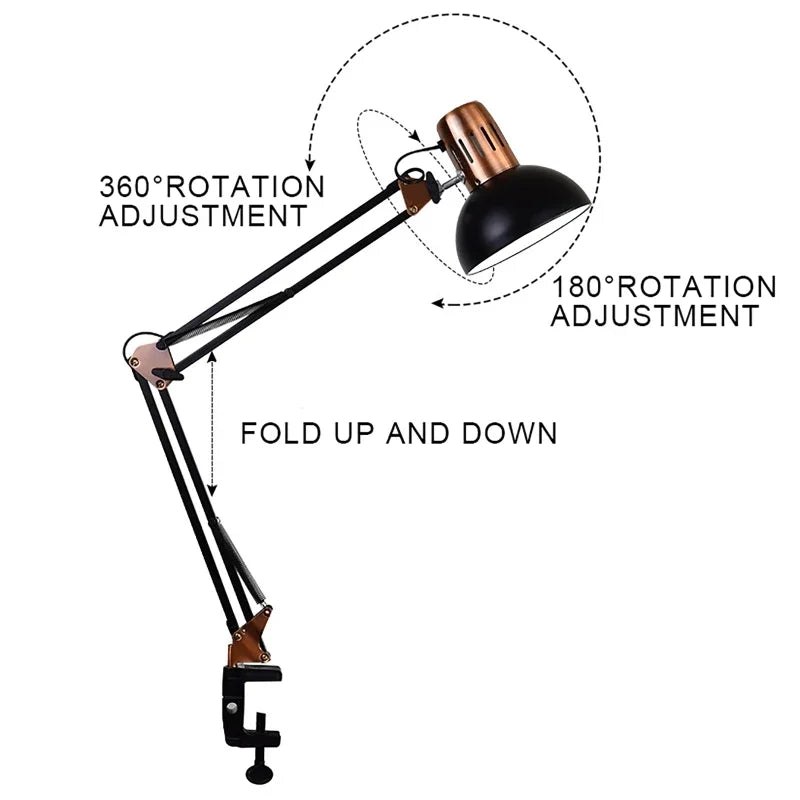 ED Studio Desk Lamp - Vintage Portable Fixture with Clamp for Reading, Writing, and Study