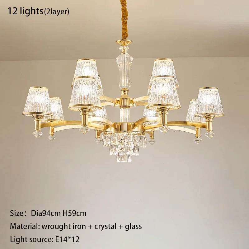 Elegant European Style Crystal Chandelier - A Modern Light Luxury Fixture for Living Rooms, Bedrooms, and Dining Areas