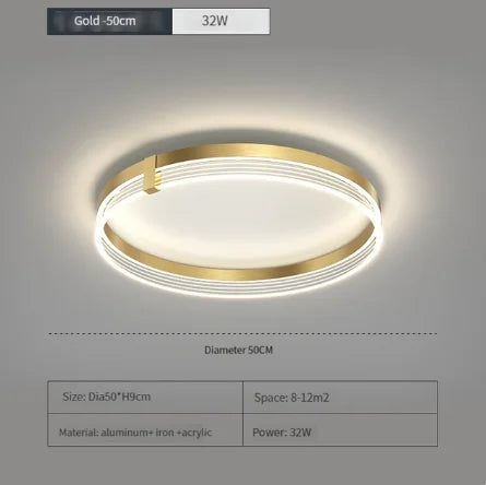 Modern Minimalist LED Bedroom Ceiling Lamp - Round LED Ceiling Lights with Remote Control for Home Indoor Decoration Lighting Fixtures