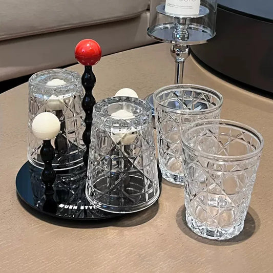 Dlight Decor 4pc Diamond Glass Set 310ml Clear Cups