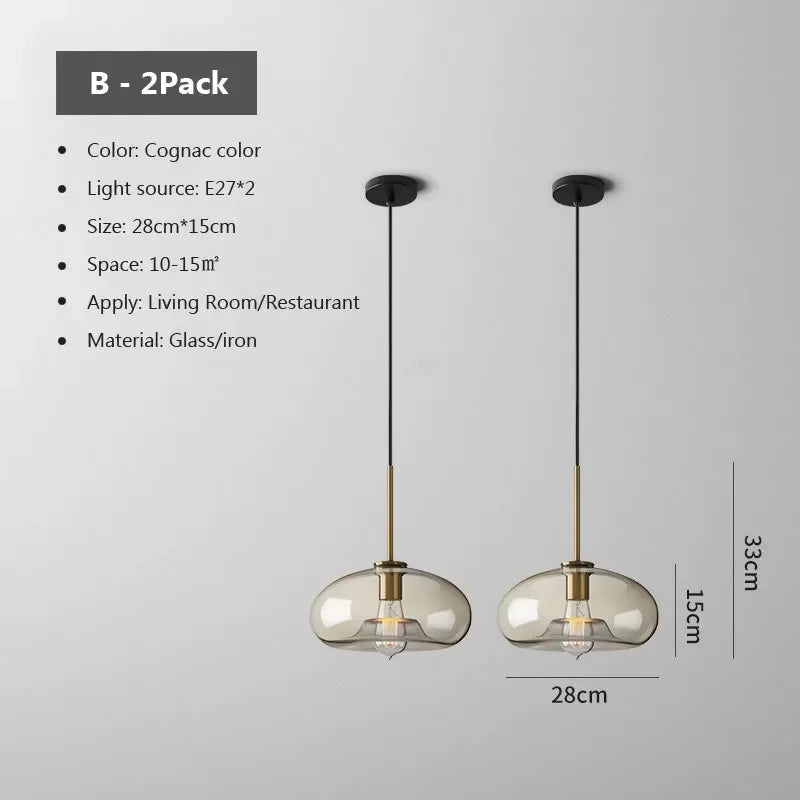 Nordic Glass LED Pendant Light - Versatile Single/Multi Head Chandelier for Home Decor