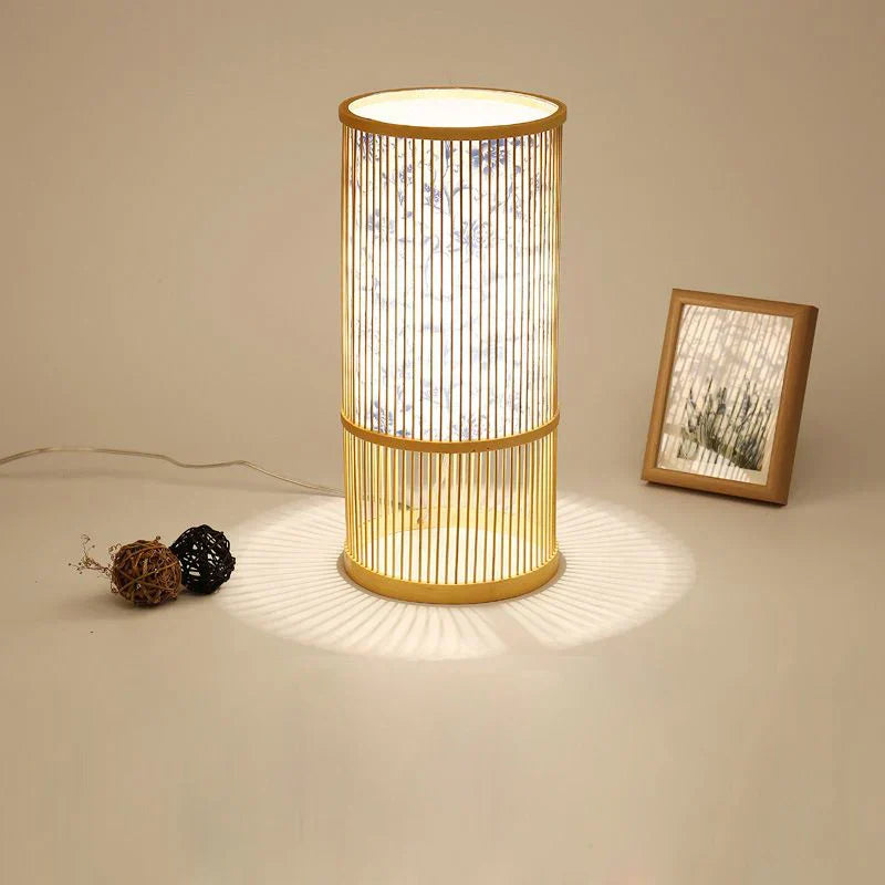 Style Bamboo Weaving Table Lamp - Creative Rattan Bedside Lighting