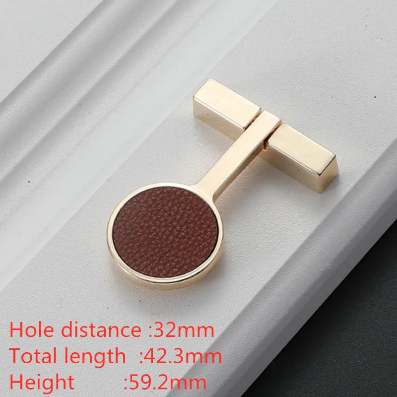 Modern Leather and Zinc Alloy Cabinet Handle – Elegant Drawer Pulls for Kitchen, Wardrobe, and Furniture (96mm)