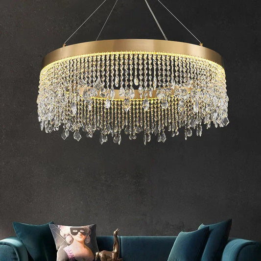 Modern LED Crystal Chandelier - Elegant Lighting Fixture for Living Room, Dining Room, Kitchen, and Home Lighting Decor