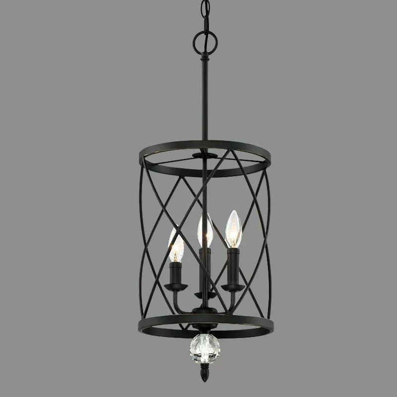 Vintage Crystal Retro Industrial Chandelier with Three Heads for Kitchen and Dining Elegance