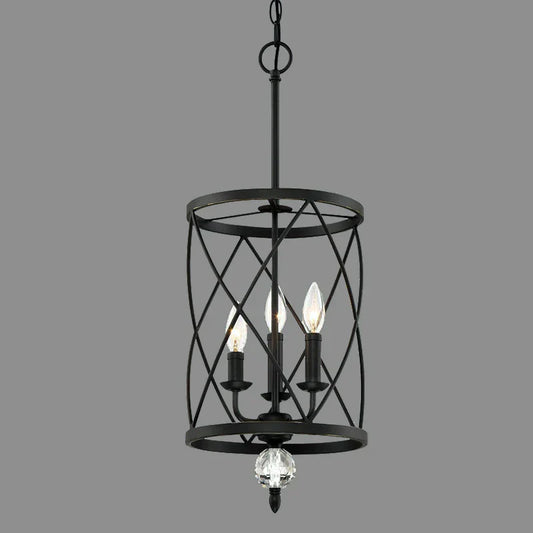 Vintage Crystal Retro Industrial Chandelier with Three Heads for Kitchen and Dining Elegance