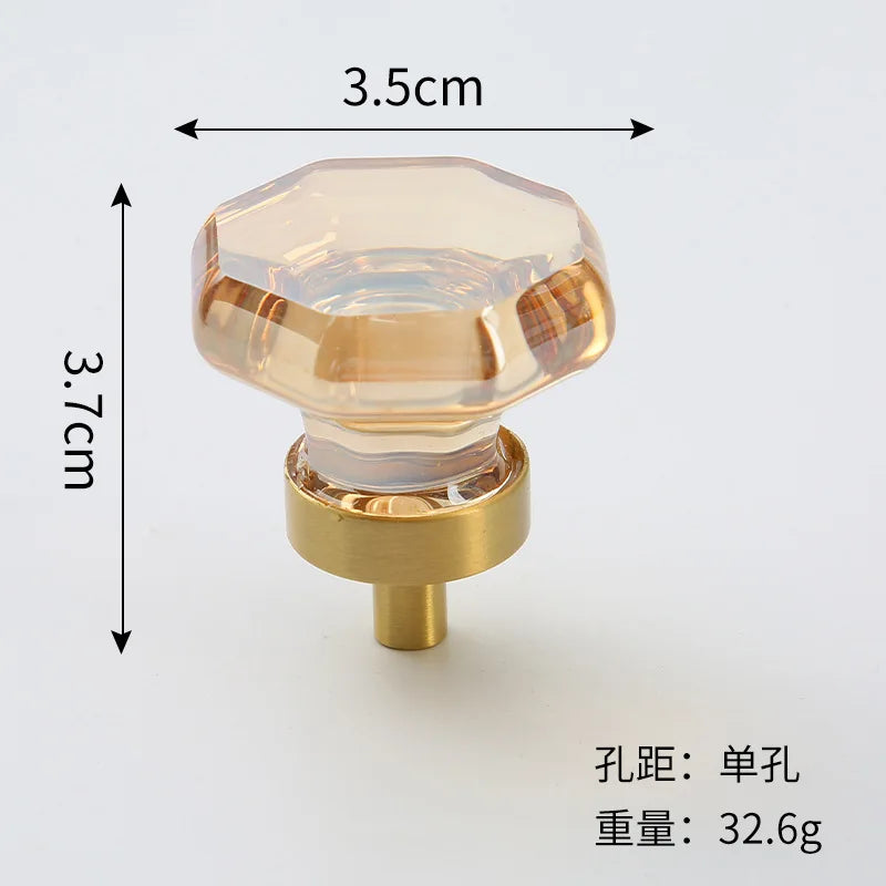 Brass Crystal Cupboard Cabinet Handle Kitchen Drawer Knobs Light Luxury Furniture Hardware Transparent Handle Home Decoration