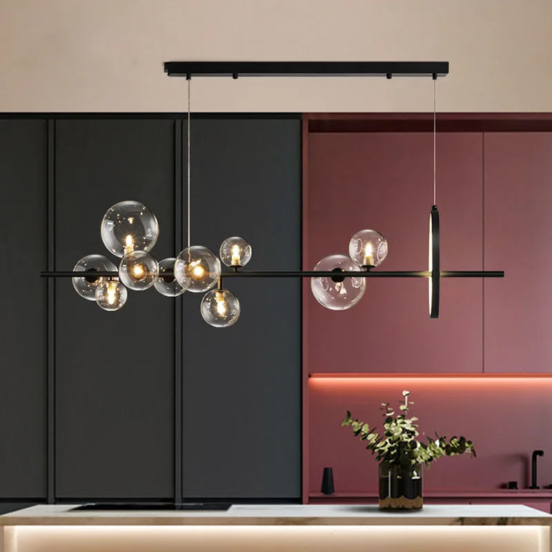 Designer Bubble Ball Chandelier - Nordic Glass Lighting for Dining, Living Room, and Bar