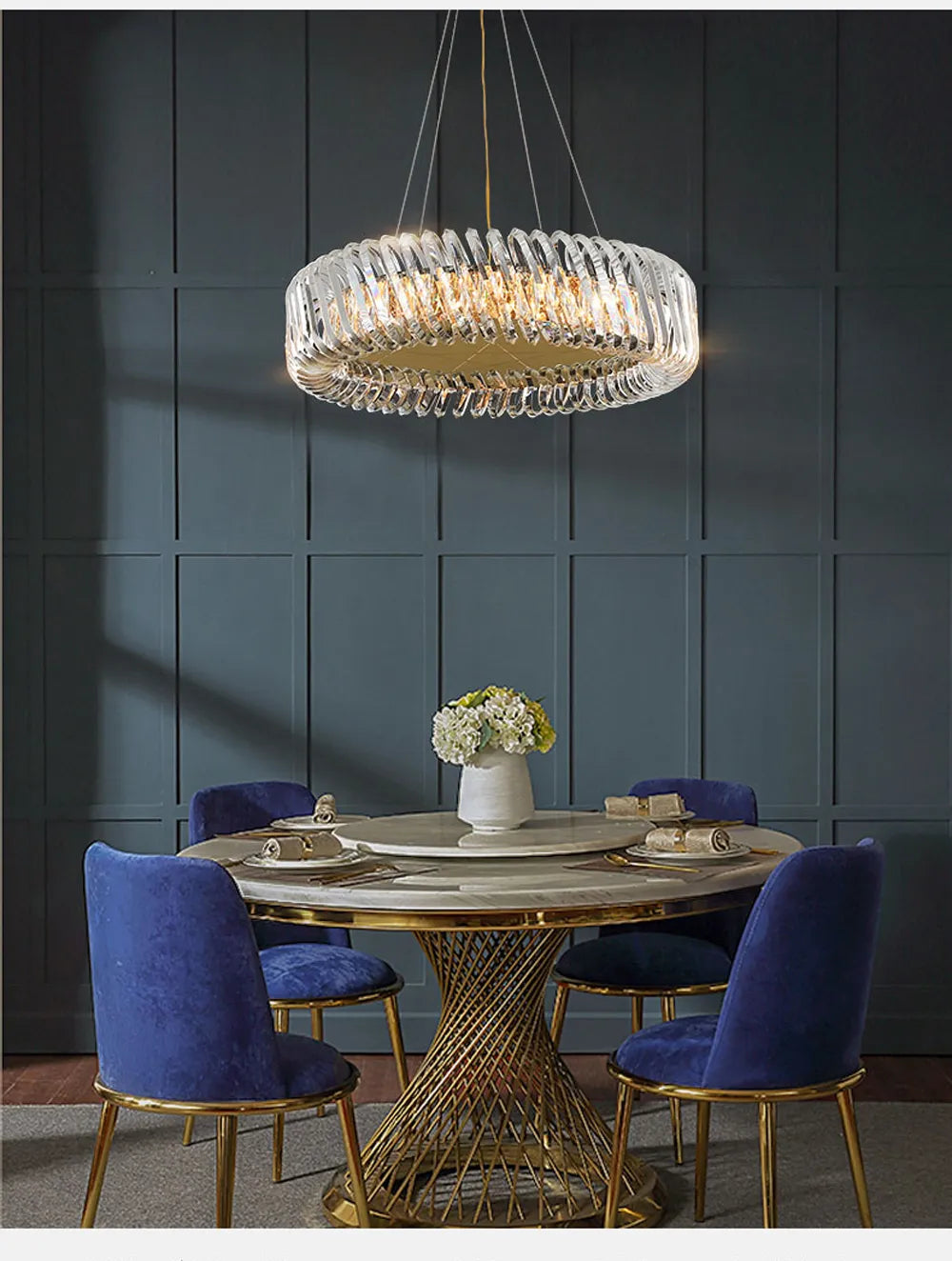 Olivia's Art Deco Crystal Glass LED Chandelier
