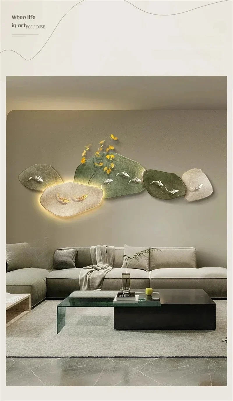 Dlight Decor 3D Nine Fish Wall Lamp Mural Art