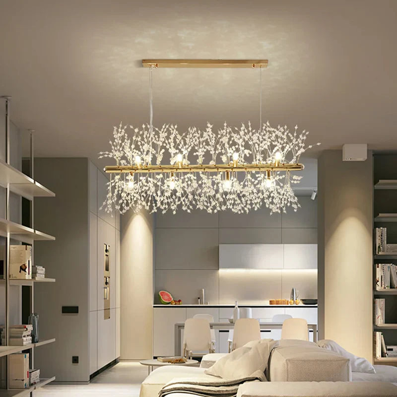 Elegant Crystal LED Chandelier - Nordic Gold and Silver Dandelion Design - Perfect for Living Rooms and Restaurant Decor