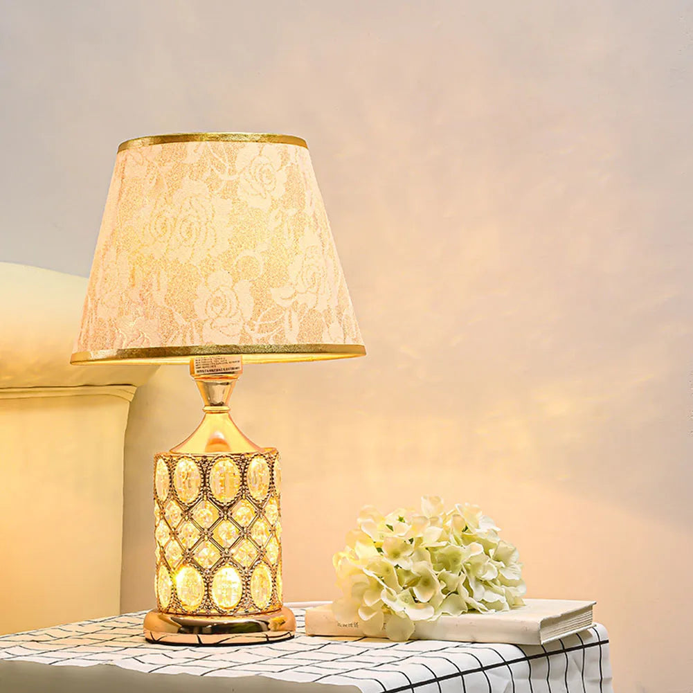 European Luxury Crystal Table Lamp - Warm and Romantic Bedroom Nightstand Decoration Light
