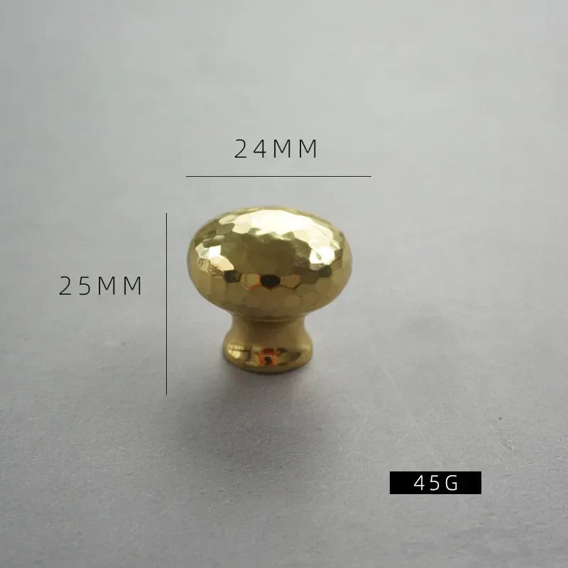 Nordic Handmade Brass Hammered Cabinet Handles – High-End Pulls for Drawers, Wardrobes, and Kitchen Furniture