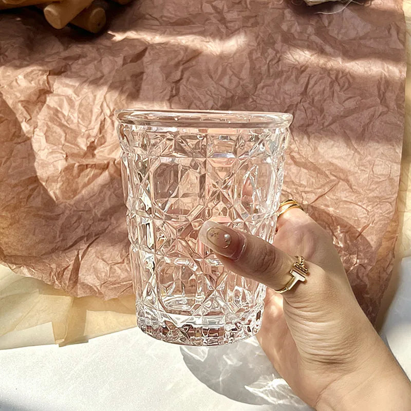 Dlight Decor 4pc Diamond Glass Set 310ml Clear Cups