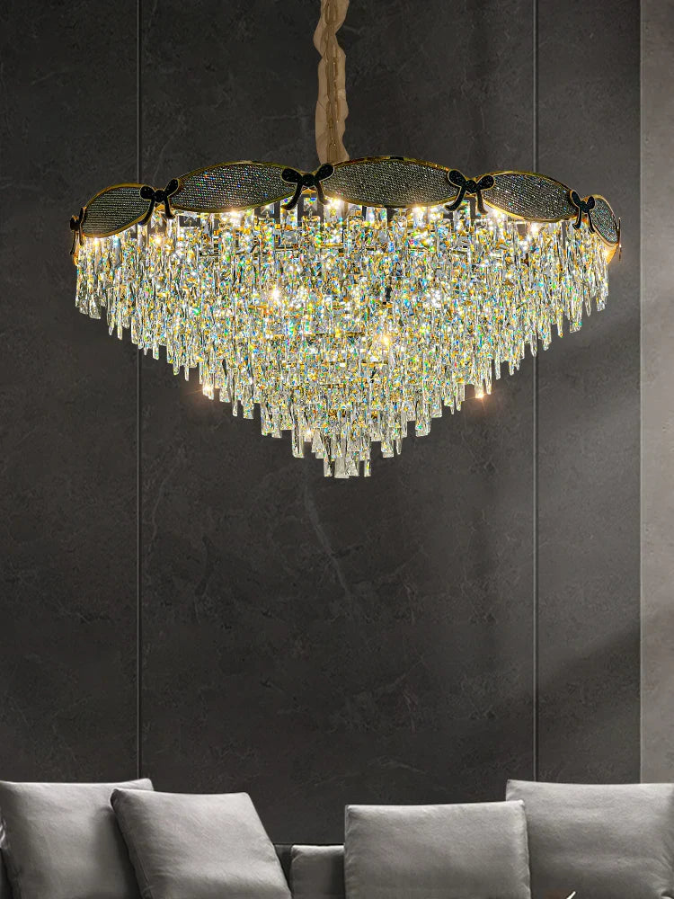 Living Room Lamp - Postmodern Light Luxury Crystal Chandelier, New High-End Design for Atmosphere in Bedrooms and Dining Spaces