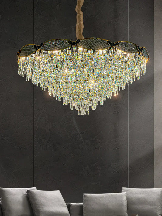 Living Room Lamp - Postmodern Light Luxury Crystal Chandelier, New High-End Design for Atmosphere in Bedrooms and Dining Spaces