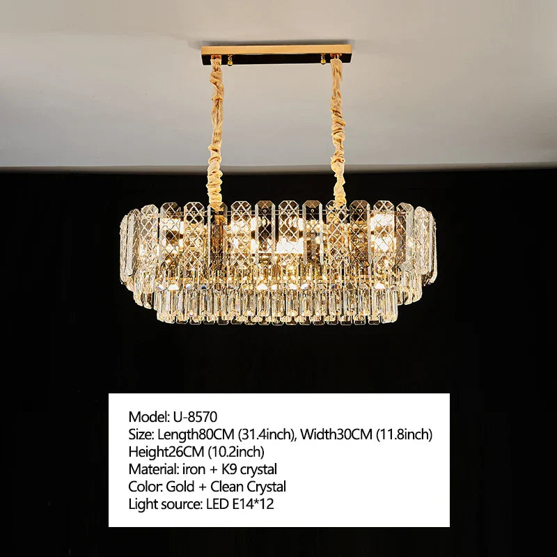 High-End Crystal Ceiling Lamp - Latest Light Luxury Design for Dining Rooms, an Exquisite Main Lamp Chandelier