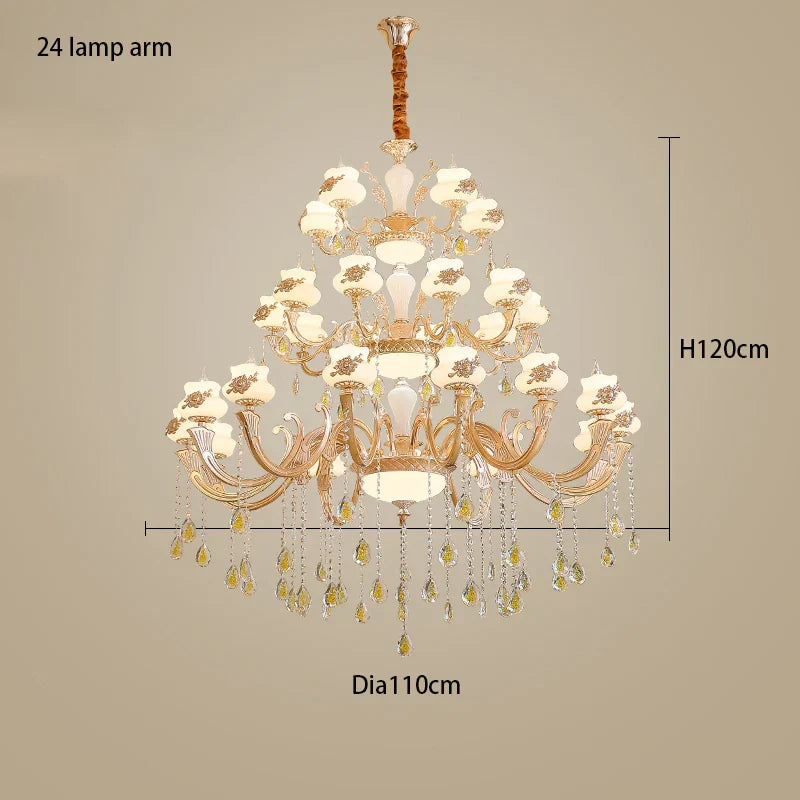 European-Style Duplex Building Large Chandelier - Villa Elegance for Spacious Living and Hotel Grandeur