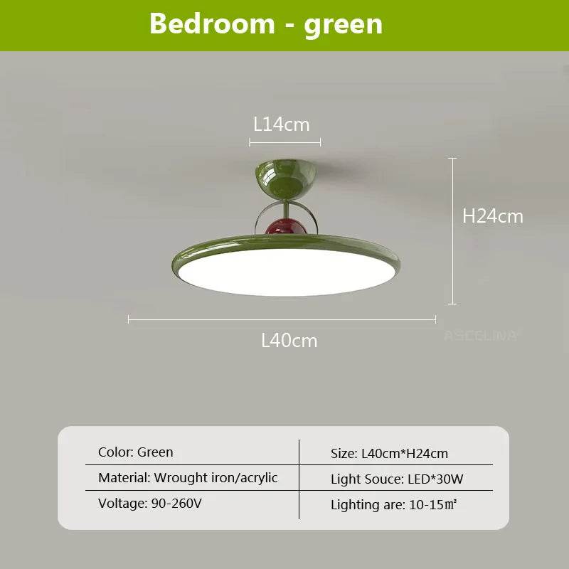 Nordic LED Ceiling Light - Cream Iron Flying Saucer Lamp for Living Room, Bedroom, Study Room, and Hallway