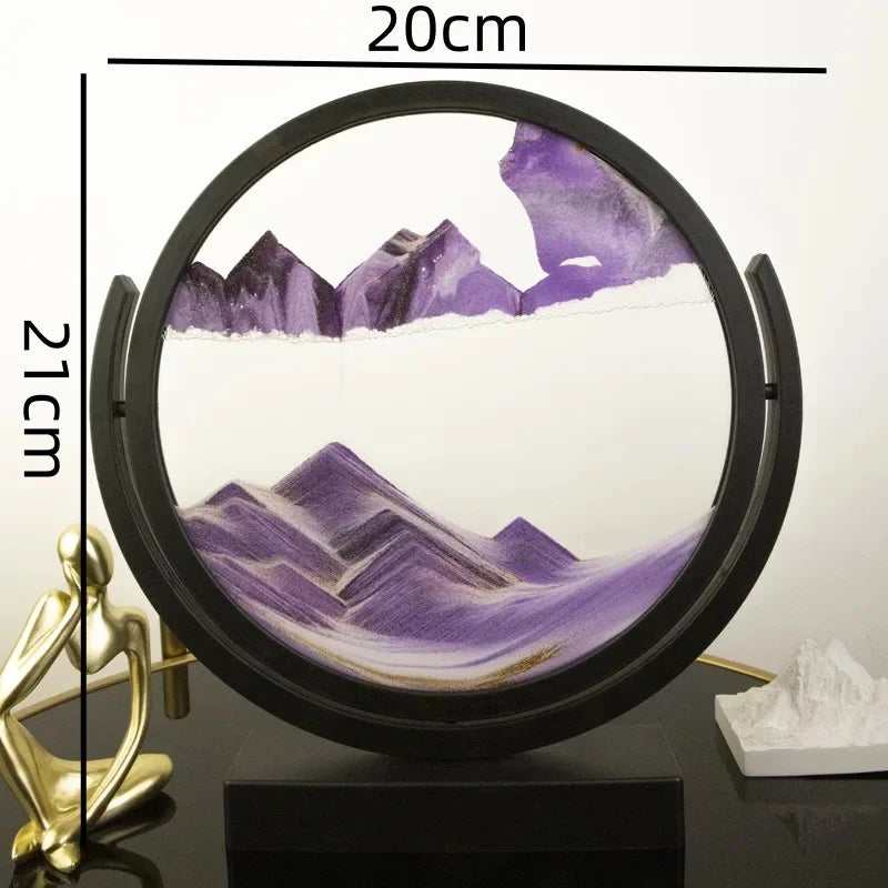 3D Moving Sand Art Painting Hourglass Round Handmade Glass Deep Sea Sandscape Quicksand Craft Sandglass Home Decoration Gifts