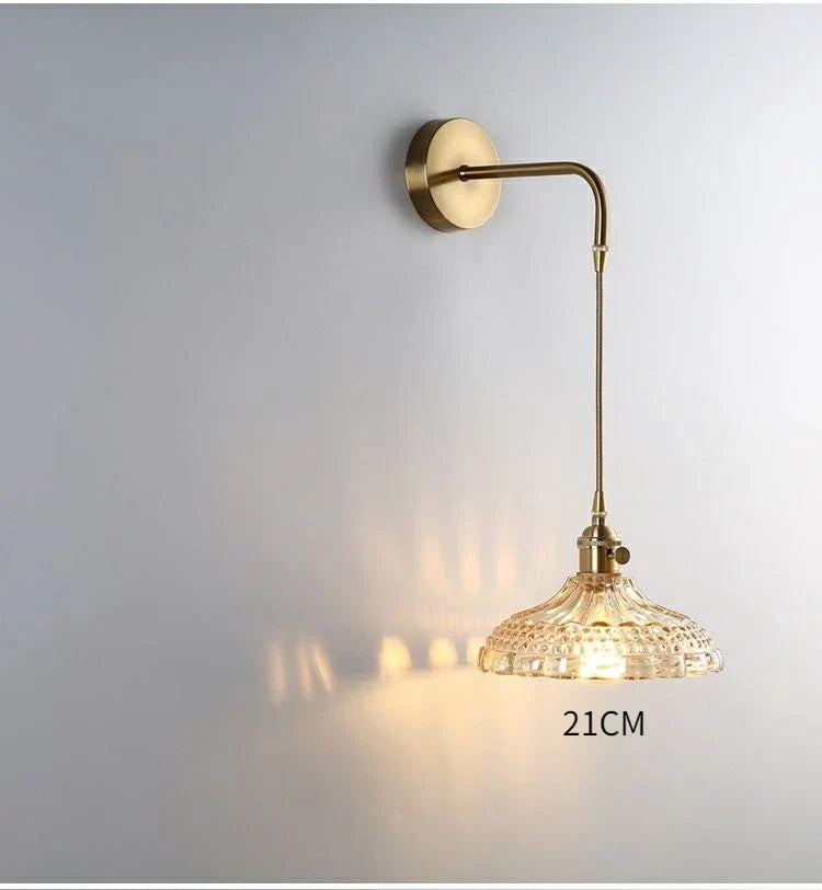 Modern Glass Wall Sconce Light Fixture - Elegant Bedroom, Restaurant, and Corridor Decor with Copper Flower Plug