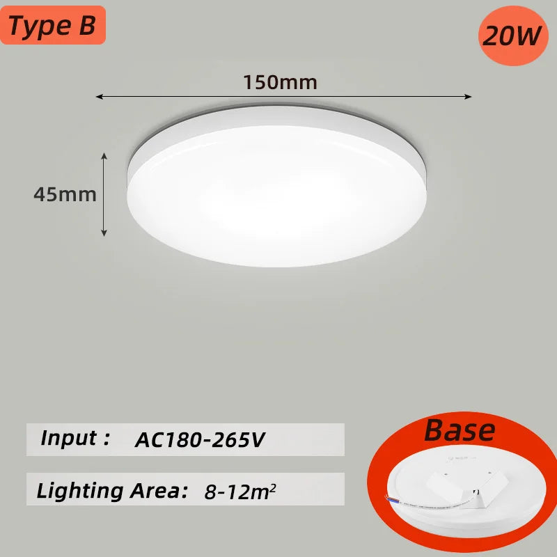 Smart LED Ceiling Lamp with Dimmable App Control - Modern Square Ceiling Light for Kitchen, Living Room, and More