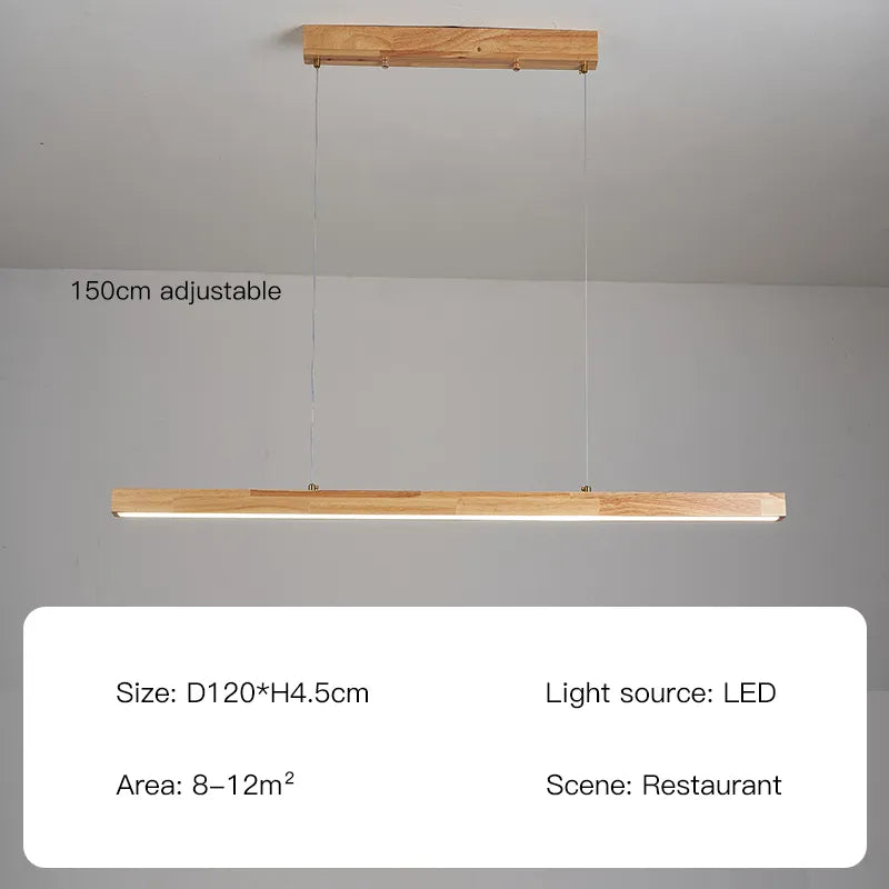Contemporary Wooden Chandelier - Ideal for Dining Rooms, Kitchens, Shops, and Long Tables with LED Lighting