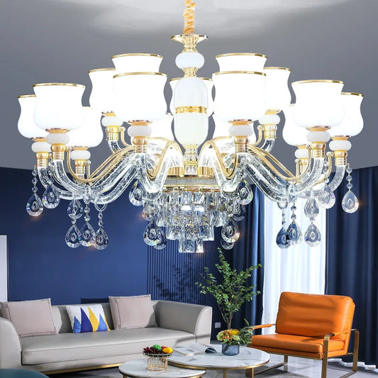Elegant European Style Crystal Chandelier - Luxury Main Light for Living Rooms, Dining Rooms, and Villa Halls