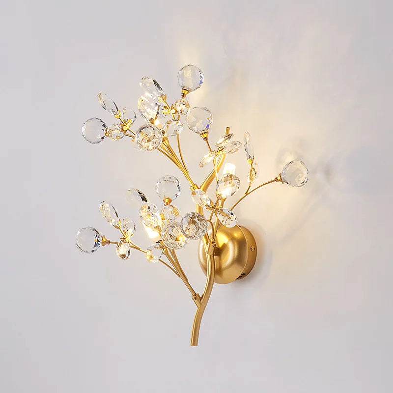 Layla's Golden Crystal Wall Lamp - Creative Light Luxury for Your Living Spaces